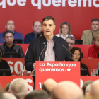 El president del Govern, Pedro Sánchez, durant la intervenció al comitè federal del PSOE.