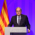 Comparecencia ayer del presidente del Govern, Quim Torra, desde el Palau de la Generalitat. 