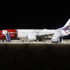 Imatge de l’avió de Norwegian que va aterrar ahir a l’aeroport d’Alguaire.