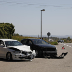 Els dos vehicles accidentats ahir a Juneda.