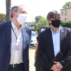 Carles Puigdemont, ayer, durante su visita a la Universitat Catalana d’Estiu en Prada de Conflent.