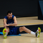 Oriola, ayer durante el último entrenamiento antes del debut.