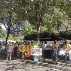 Diversos dels manifestants que ahir van recordar les protestes del 20-S a Barcelona.