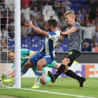 Vargas anota el gol de l’empat contra el Ferencvaros hongarès.