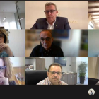 Captura de pantalla d'un moment de la reunió telemàtica entre la Diputació de Lleida i alcaldes de municipis on es desenvolupa la campanya de la fruita.