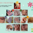La postal navideña de Montoliu de Lleida, con las manos de los doce bebés nacidos este año .