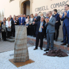 La inauguración del nuevo monumento dedicado a los 30 años del Pla d’Urgell. 