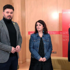 Imagen de Gabriel Rufián en su reunión el martes con los socialistas Adriana Lastra y Rafael Simancas.