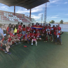 Els jugadors del Fraga van celebrar diumenge el retorn a Tercera divisió.