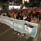 Imatge de la manifestació celebrada ahir a la tarda per demanar l’alliberament dels detinguts.