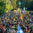 Miles de personas en una de las marchas, en La Garriga.