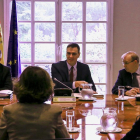 El president Pedro Sánchez durant el gabinet de crisi celebrat ahir a Moncloa.