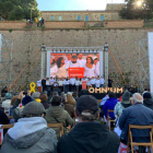 Acto de Òmnium Cultural, ayer, en Montjuïc, dentro del marco de la campaña “Judici a la democràcia”.