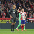 Saúl Ñíguez celebra el gol con el que dio el triunfo al Atlético de Madrid sobre el Liverpool.