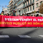 Cabeza de la manifestación contra la “ley Aragonès”.