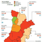Seis pueblos de Lleida, al frente en riesgo de contagio de Cataluña