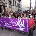 Imagen de archivo de una protesta contra la violencia machista en las calles de Lleida. 