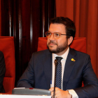 El vicepresidente del Govern y conseller de Economía, Pere Aragonès, al inicio de la comisión de Economía sobre el 'recorte del 6% a los presupuestos'.