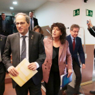 Teresa Jordà, a l'arribada a la reunió, amb el president Quim Torra