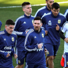 Messi volvió a entrenarse ayer con la selección de Argentina, después de ocho meses.