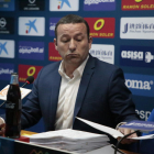 Albert Esteve, president del Lleida Esportiu, durant una roda de premsa.