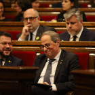 Aragonès y Torra, el pasado mes de febrero, en una sesión en el Parlament.