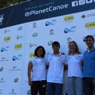 Maialen Chourraut, Miquel Travé y Núria Vilarrubla junto al seleccionador Guillermo Díez-Canedo.