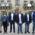 De izquierda a derecha: Josep Riu , PP; Mireia Brandon, CUP; Joan Santacana, ERC; Ramon Augé, JxC; Joan Prat, SiF; y Raimond Fusté, PSC.