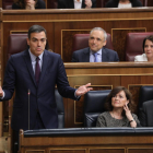 Pedro Sánchez, durant la seua intervenció al Congrés, ahir.