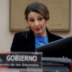 La ministra de Treball, Yolanda Díaz, va comparèixer ahir a la comissió del ram del Congrés.