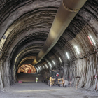 Imagen de las obras en el interior del túnel del Coll de Lilla. 