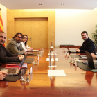 El vicepresident, Pere Aragonès, es va reunir ahir amb membres de CCOO per parlar dels pressupostos.