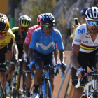 Alejandro Valverde i Nairo Quintana, en un instant de l’etapa.