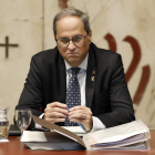 El president de la Generalitat Quim Torra durant el Consell Executiu, ahir.