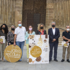 Els organitzadors de la 32 edició de la Fira del Torró i la Xocolata a la Pedra, durant l’acte de presentació ahir a Agramunt.