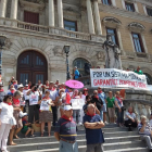 Protesta de pensionistes, ahir a Bilbao.