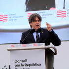 Carles Puigdemont durante una intervención en el acto del Consell Per la República en Perpinyà.