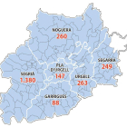 El SegriàEl Segrià té el nombre més elevat de contagis i les Garrigues, el més baix té el nombre més elevat de contagis i les Garrigues, el més baix
