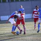 Una jugada del partido que jugaron el sábado Sporting Gavà y Alcarràs.