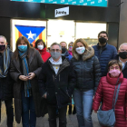 Borràs, ayer con Ramon Tremosa y miembros de Junts en Lleida. 