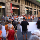 Concentració de pensionistes aquest estiu davant la seu del Banc d’Espanya a Barcelona.