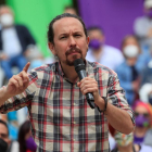 El líder de Podem, Pablo Iglesias, durant un acte de campanya.