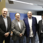 Carmel Módol con los responsables de Afrucat Francesc Torres, Francesc Palau y Manel Simon.