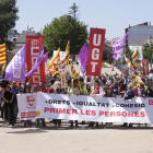 Manifestación del primero de mayo del año pasado en Lleida, una imagen que no se verá mañana.