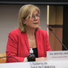 La secretària general de Salut, Meritxell Masó, explicant el desplegament de la llei de l'eutanàsia a Catalunya.