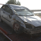 Estado en el que quedó ayer el vehículo accidentado en la autovía en Alpicat. 