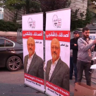 Imágenes de archivo de una protesta frente a la embajada de Arabia Saudí en Turquia.