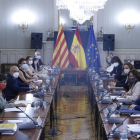 Representants del Govern espanyol i de la Generalitat a la comissió bilateral celebrada ahir a Madrid.