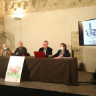 La junta de l’entitat, ahir a l’assemblea a la Seu Vella.