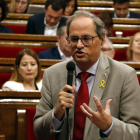 El president de la Generalitat, Quim Torra, ahir durant el debat.